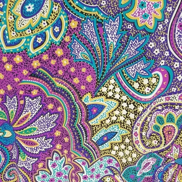 {Classics by Leslie Fay} Vintage 80s Paisley Print Polyester Dress Size 8 - Picture 13 of 17